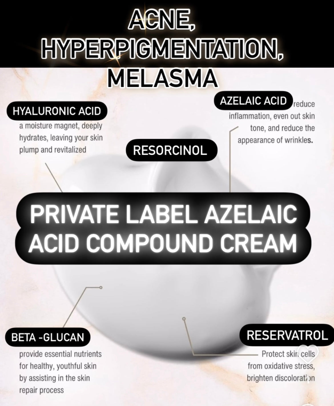 Private label azelaic acid compound cream